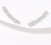 Diamonique x Amy Stran Rhodium-Plated Sterling Silver Bezel Set Earrings